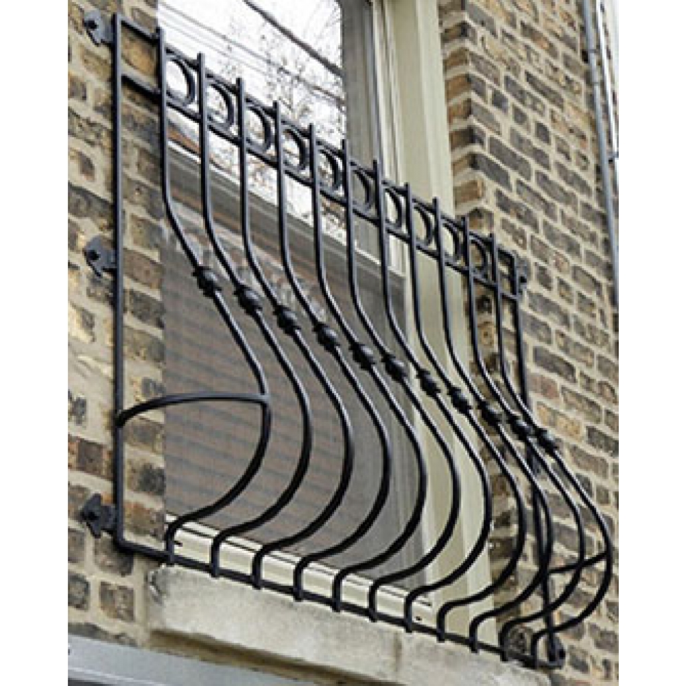 Classical Wrought Iron Customized Window Grill Antirust Solid Bar Grill