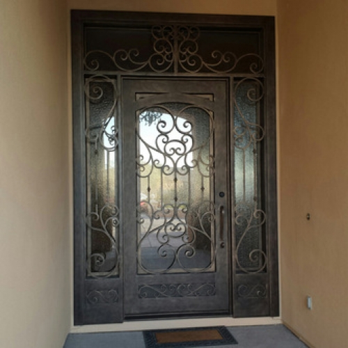 Wrought Iron Main gate Single Door Frame Design custom ironwork