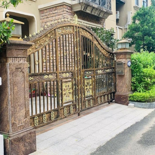 Luxury design wrought iron sliding entry gate