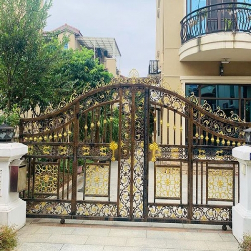 Luxury design wrought iron sliding entry gate