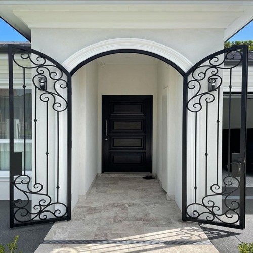 Scroll iron double door
