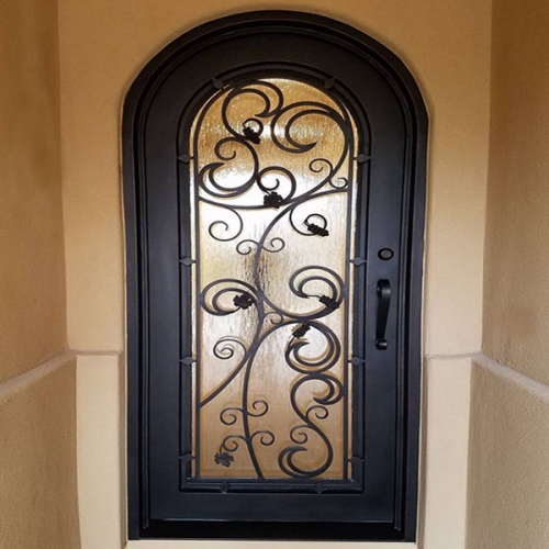 Wrought Iron Main gate Single Door Frame Design custom ironwork