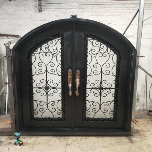 Wrought iron double door