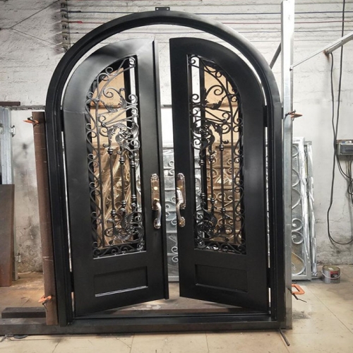 Wrought Iron Security Door Grill Design Double Entrance custom ironwork