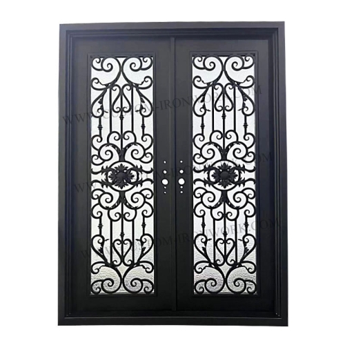 Hand made forged iron double door