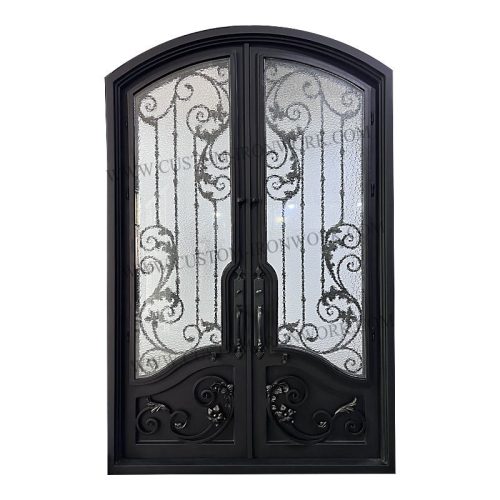 Beautiful iron door with separate open tempered glass