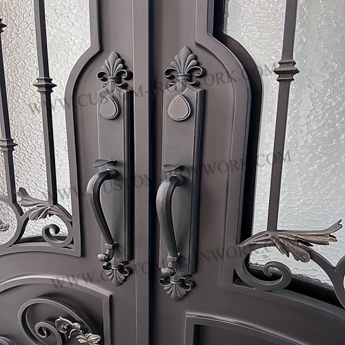 Beautiful iron door with separate open tempered glass