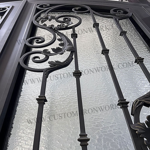 Beautiful iron door with separate open tempered glass