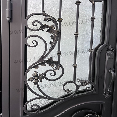 Beautiful iron door with separate open tempered glass