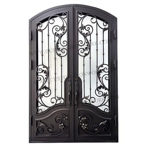 Beautiful iron door with separate open tempered glass