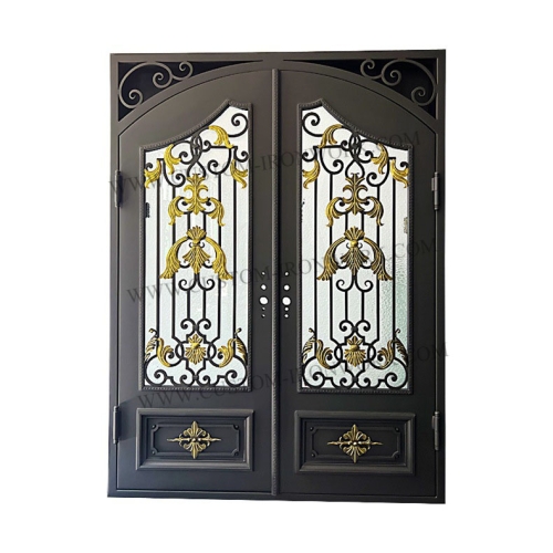 Custom design luxury iron door inserted glass three styles