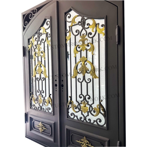 Custom design luxury iron door inserted glass three styles