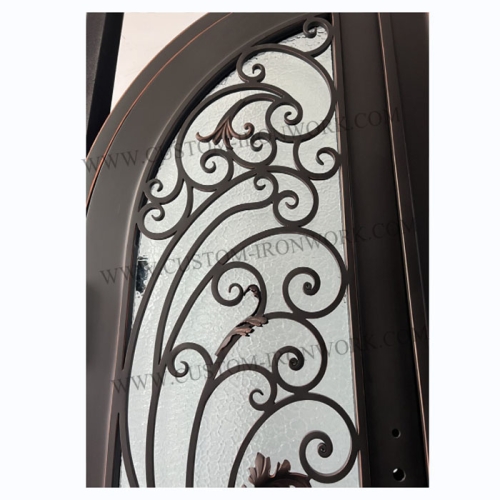 Traditional style custom wrought iron double door