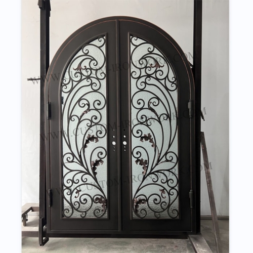 Traditional style custom wrought iron double door