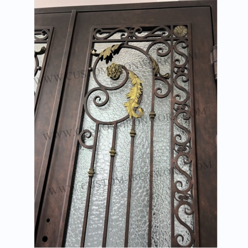 Decorated and safe wrought iron custom entry door