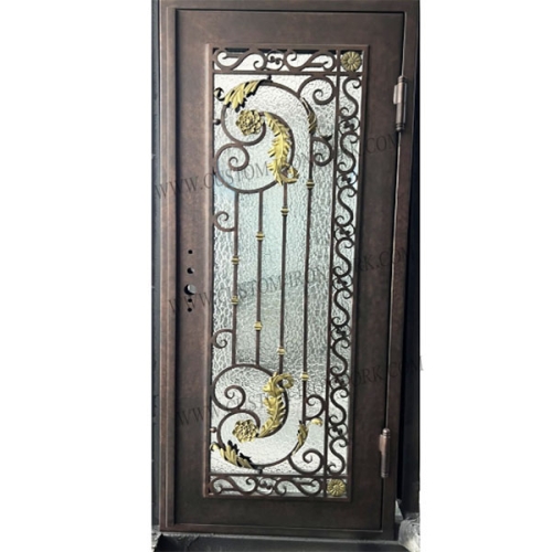 Decorated and safe wrought iron custom entry door