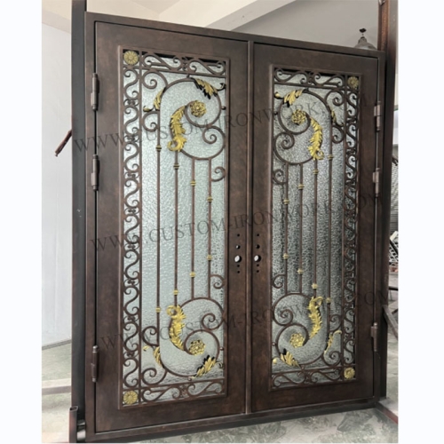 Decorated and safe wrought iron custom entry door