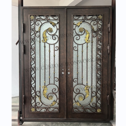Decorated and safe wrought iron custom entry door