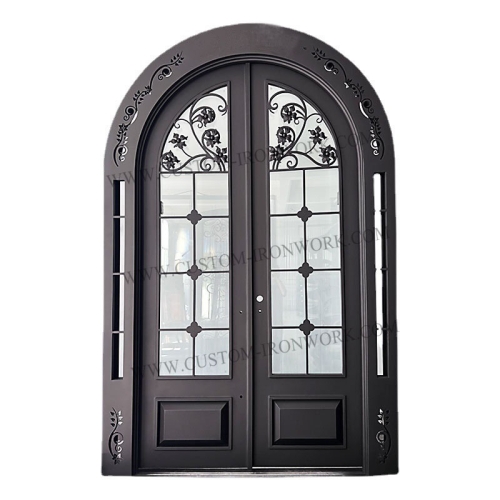 Custom wrought iron door ground glass inserted