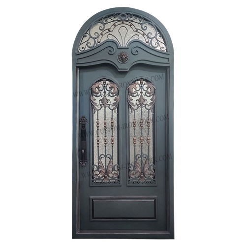 Stunning design wrought iron door with top window