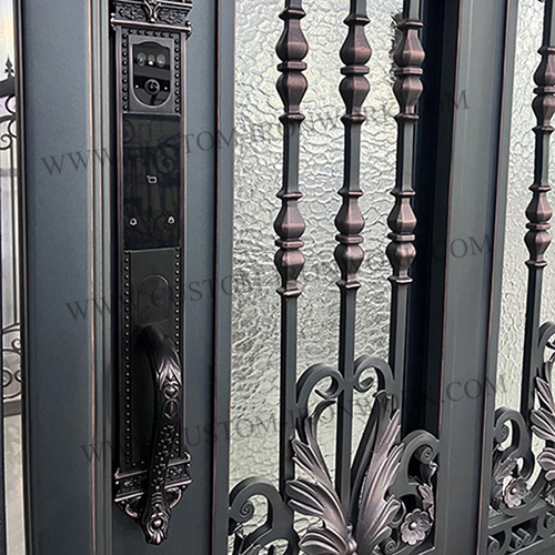 Stunning design wrought iron door with top window