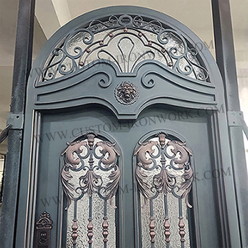 Stunning design wrought iron door with top window