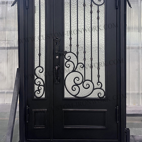 Wrought iron custom front door sound insulation