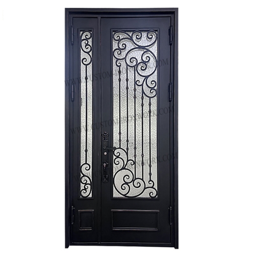 Wrought iron custom front door sound insulation