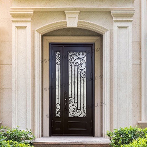 Wrought iron custom front door sound insulation