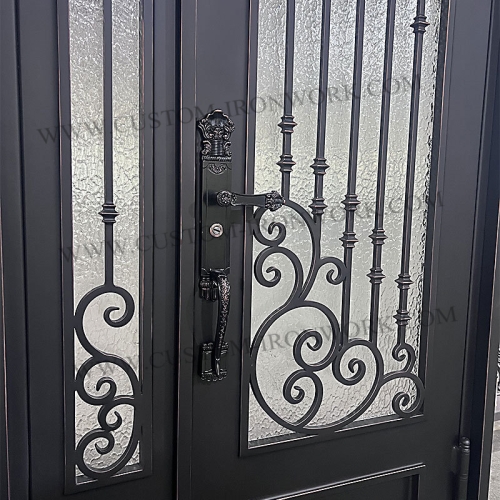 Wrought iron custom front door sound insulation