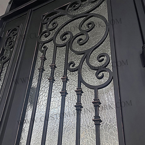 Wrought iron custom front door sound insulation
