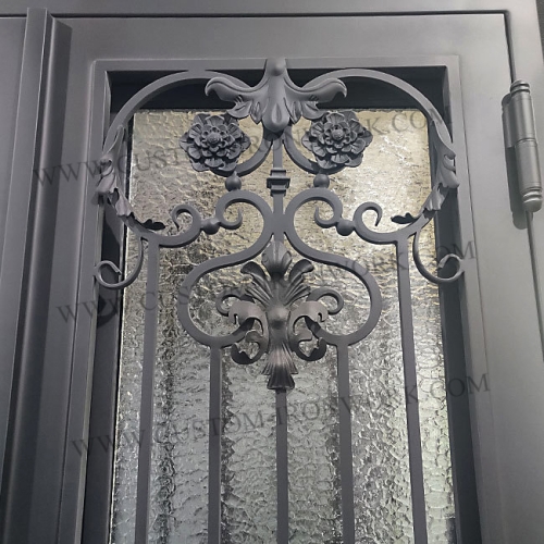 Retro entrance door hand forged iron design