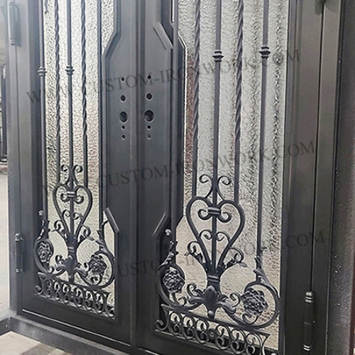 Retro entrance door hand forged iron design