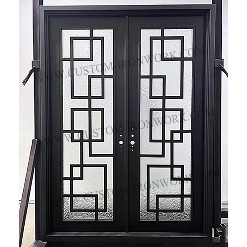 Chinese style custom wrought iron entry double door