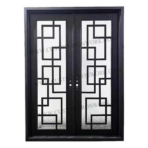 Chinese style custom wrought iron entry double door