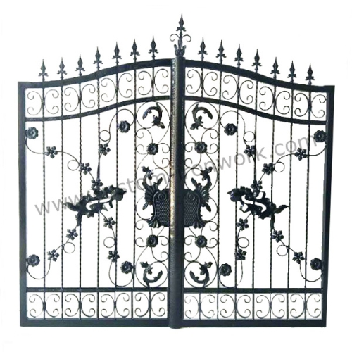 Custom wrought iron decorated garden gate