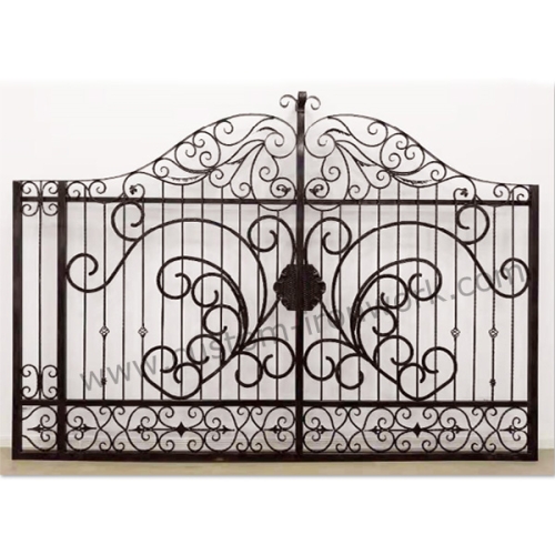 Antique hand forged iron entrance manual swing gate