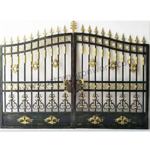 Custom wrought iron swing gate classical style