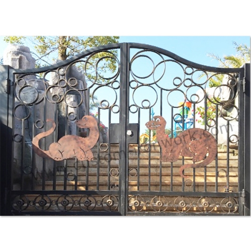 Custom design wrought iron park entry gate
