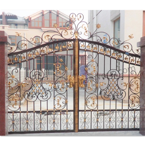 Decorated and safe wrought iron custom entry gate