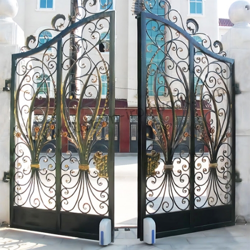 Custom wrought iron electric motor swing gate