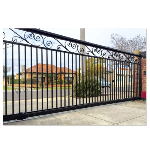 Wrought iron automatic sliding drive way gate