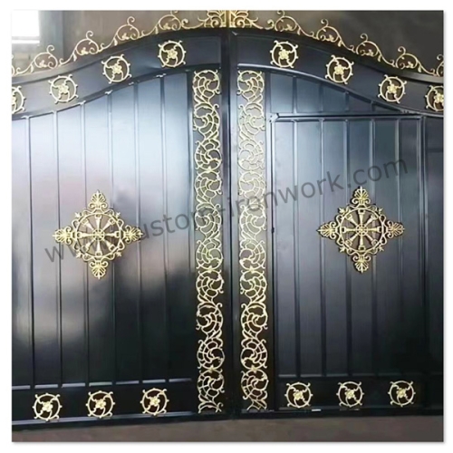Custom design wrought iron galvanized swing security gate