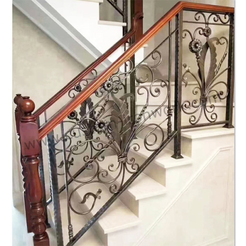 Classical wrought iron staircase railing decoration and protection