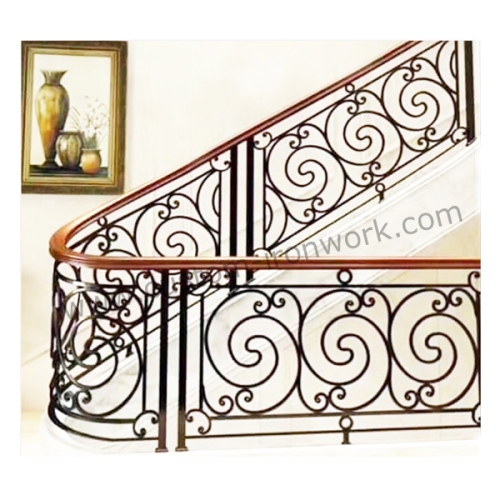 Amazing hand forged iron indoor stair handrail custom design