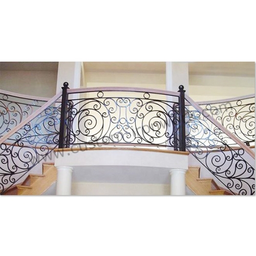 Excellent custom wrought iron hall stair railing