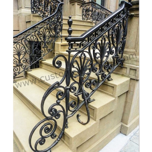 Fantastic craftmanship custom wrought iron exterior stair handrail