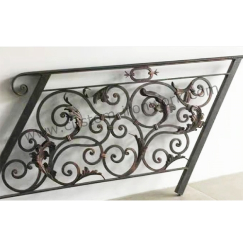 European style decorated forged iron stair railing custom design