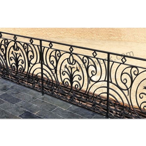 Diversified custom style hand forged iron decorated fence