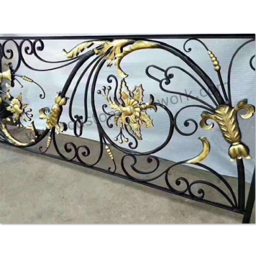 Classical hand forged iron balustrade for hall walkway